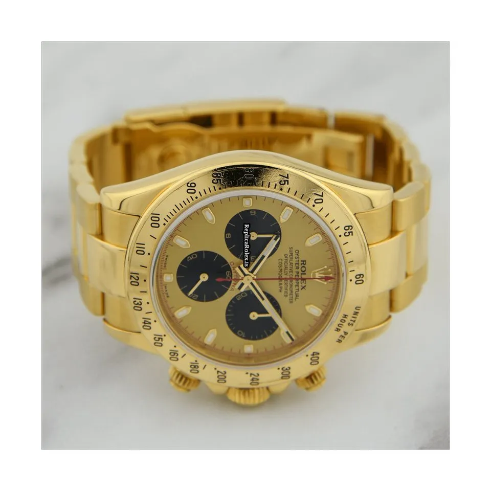 Cheap Replica Rolex Daytona 116528 Caliber 4130 Automatic Movement 40mm Yellow Gold Case Mens/unisex Watch - Image 4