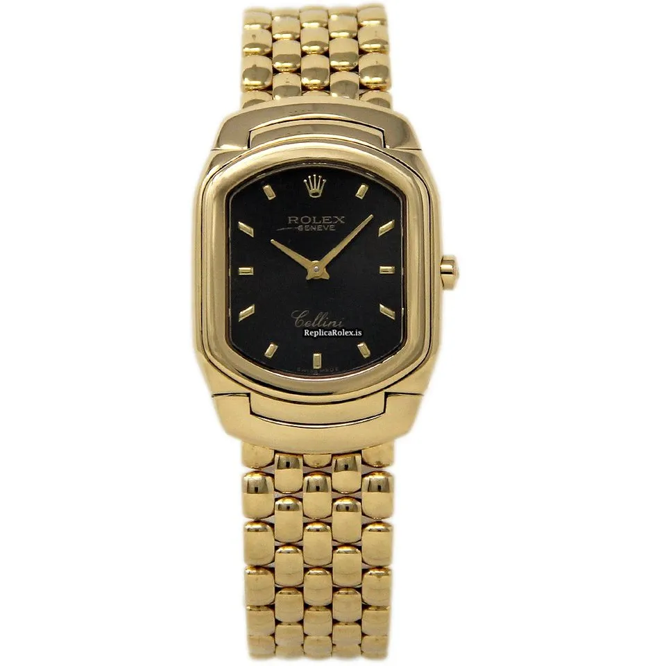 Quality Replica Rolex Cellini 6631 Quartz Movement 24.5x30mm Yellow Gold Case Womens Watch - Image 2