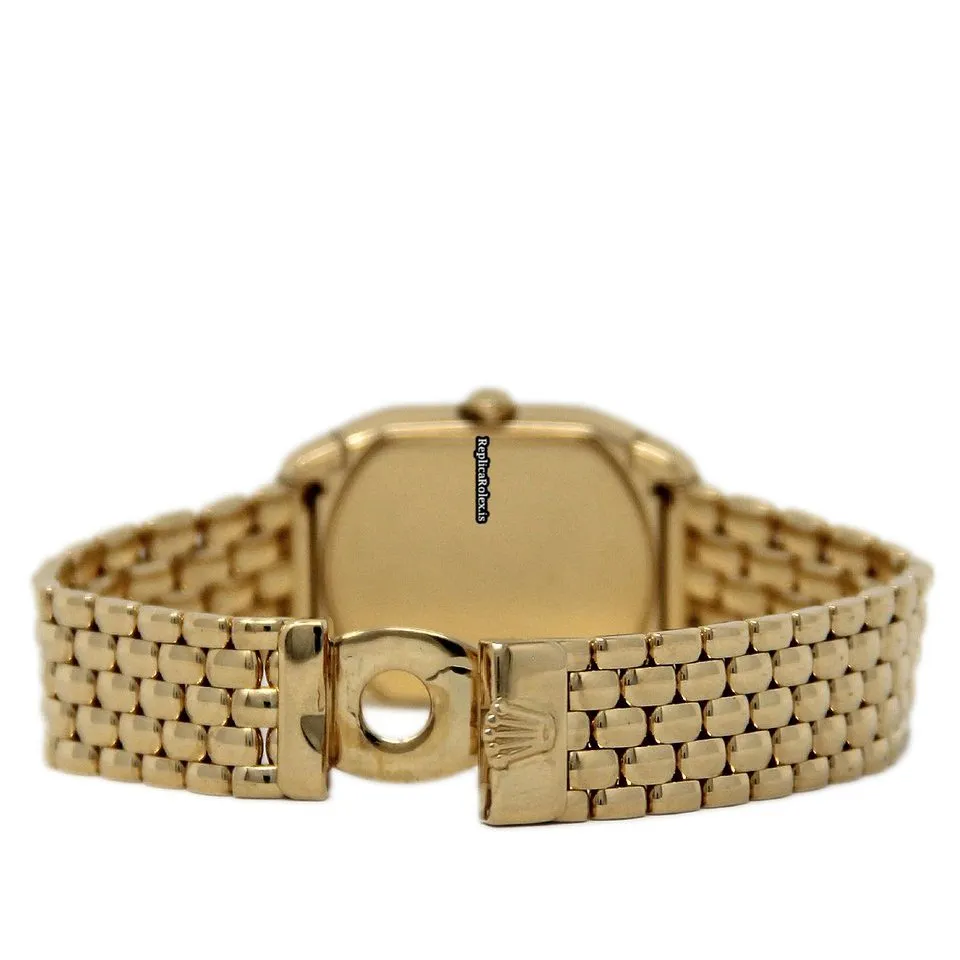 Quality Replica Rolex Cellini 6631 Quartz Movement 24.5x30mm Yellow Gold Case Womens Watch - Image 3