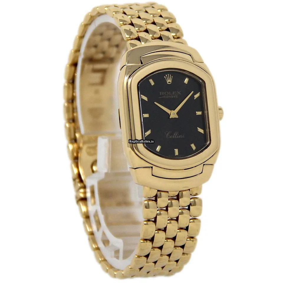 Quality Replica Rolex Cellini 6631 Quartz Movement 24.5x30mm Yellow Gold Case Womens Watch - Image 4