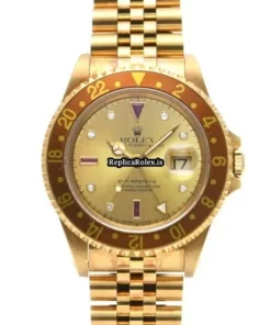 Superb Replica Rolex Gmt-master II 16718rg Caliber 3185 Automatic Movement 40mm Yellow Gold Case Watch
