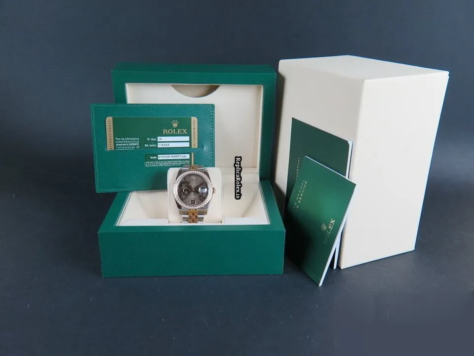 Marvellous Imitation Rolex Datejust 116243 Automatic Movement 36mm Gold/steel Case Womens Watch - Image 4