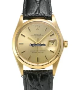 Top Replica Rolex Oyster Perpetual Date 1500 Caliber 1570 Automatic Movement 34mm Yellow Gold Case Watch