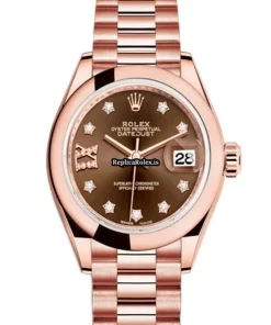 Mind-boggling Clone Rolex Lady-datejust 279165 Automatic Movement 28mm Rose Gold Case Womens Watch