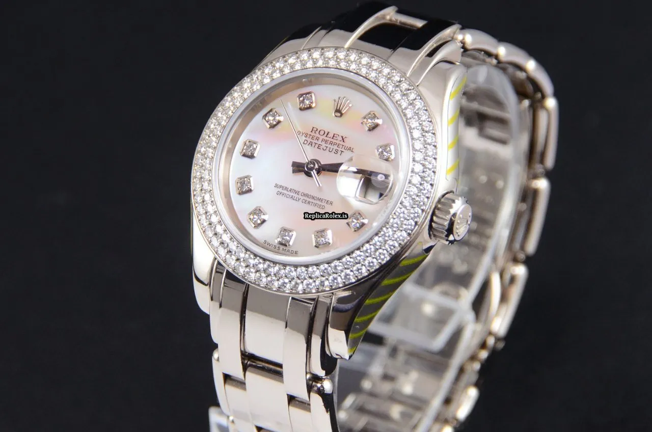 Wonderful Replicas Rolex Pearlmaster 80339 Automatic Automatic Movement 29mm White Gold Case Womens Watch - Image 10
