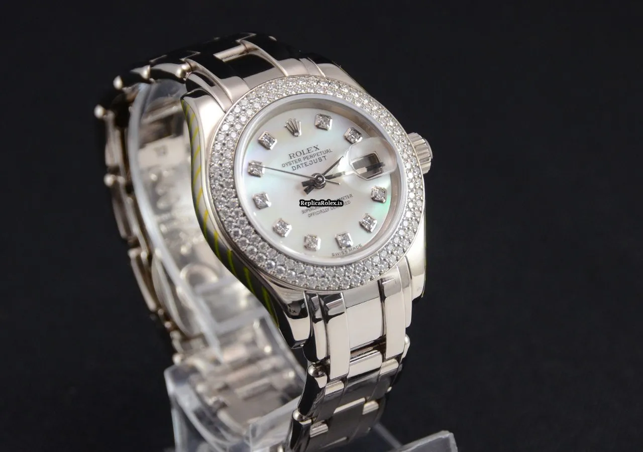 Wonderful Replicas Rolex Pearlmaster 80339 Automatic Automatic Movement 29mm White Gold Case Womens Watch - Image 13