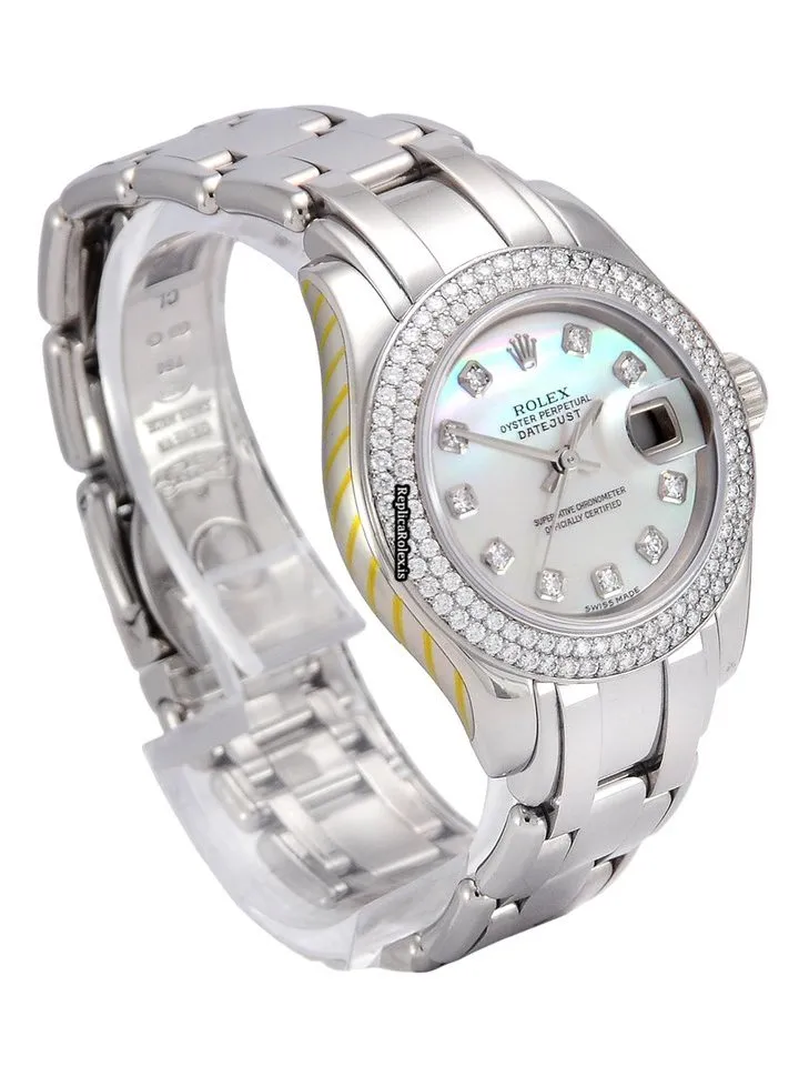 Wonderful Replicas Rolex Pearlmaster 80339 Automatic Automatic Movement 29mm White Gold Case Womens Watch - Image 3
