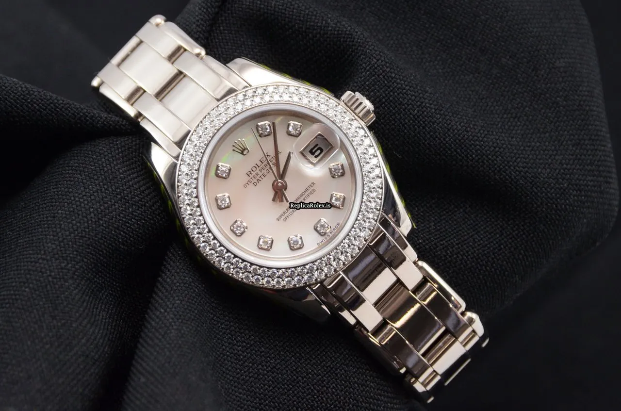 Wonderful Replicas Rolex Pearlmaster 80339 Automatic Automatic Movement 29mm White Gold Case Womens Watch - Image 8