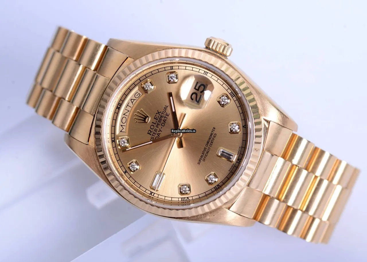 Distinctive Fake Rolex Day-date 36 18038 Automatic Movement 36mm Yellow Gold Case Mens/unisex Watch - Image 2