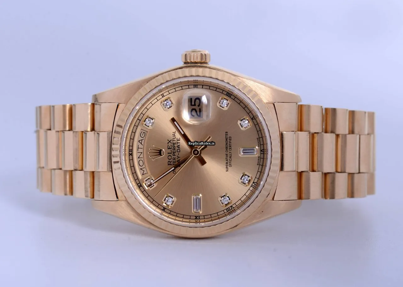 Distinctive Fake Rolex Day-date 36 18038 Automatic Movement 36mm Yellow Gold Case Mens/unisex Watch - Image 3