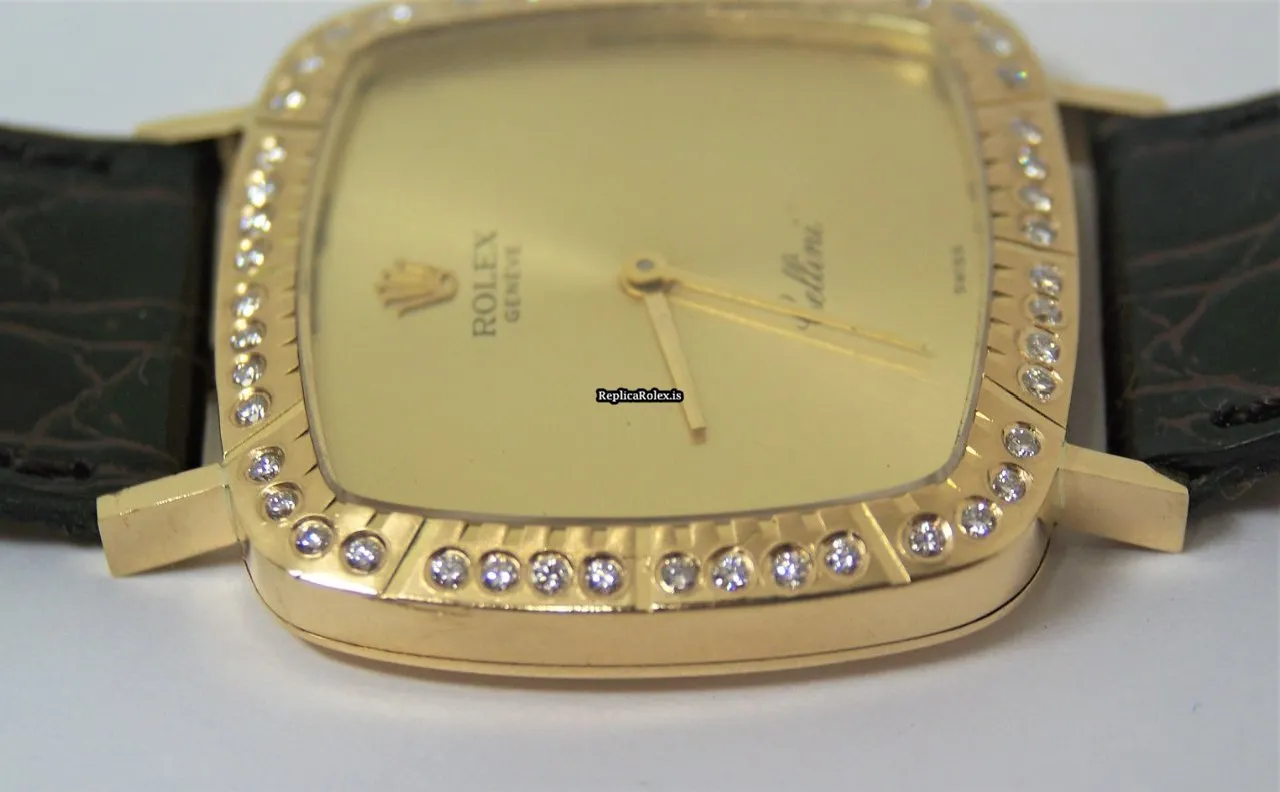 Perfect Fake Rolex Cellini 4320 Manual Winding Movement Yellow Gold Case Womens Watch - Image 10