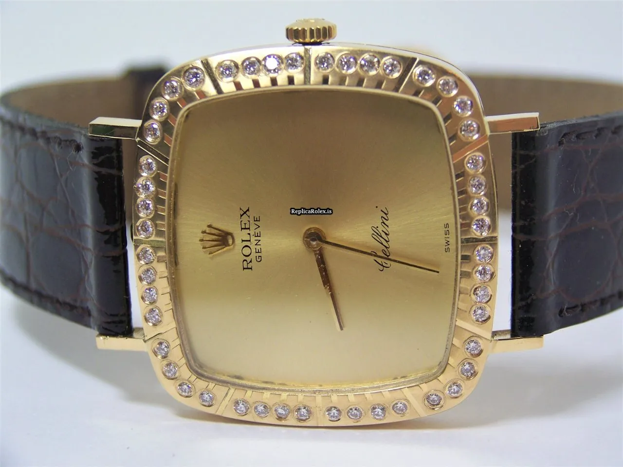 Perfect Fake Rolex Cellini 4320 Manual Winding Movement Yellow Gold Case Womens Watch - Image 4