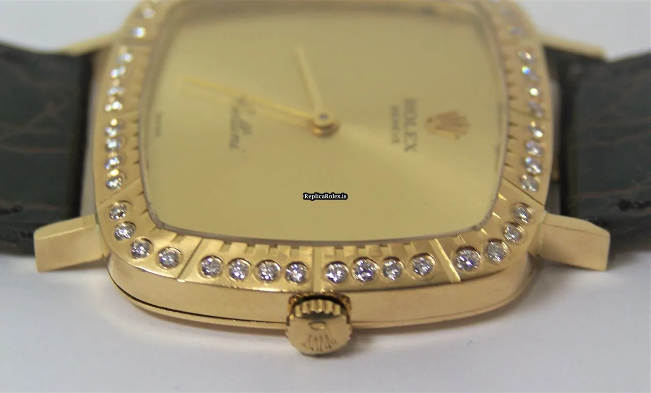 Perfect Fake Rolex Cellini 4320 Manual Winding Movement Yellow Gold Case Womens Watch - Image 9