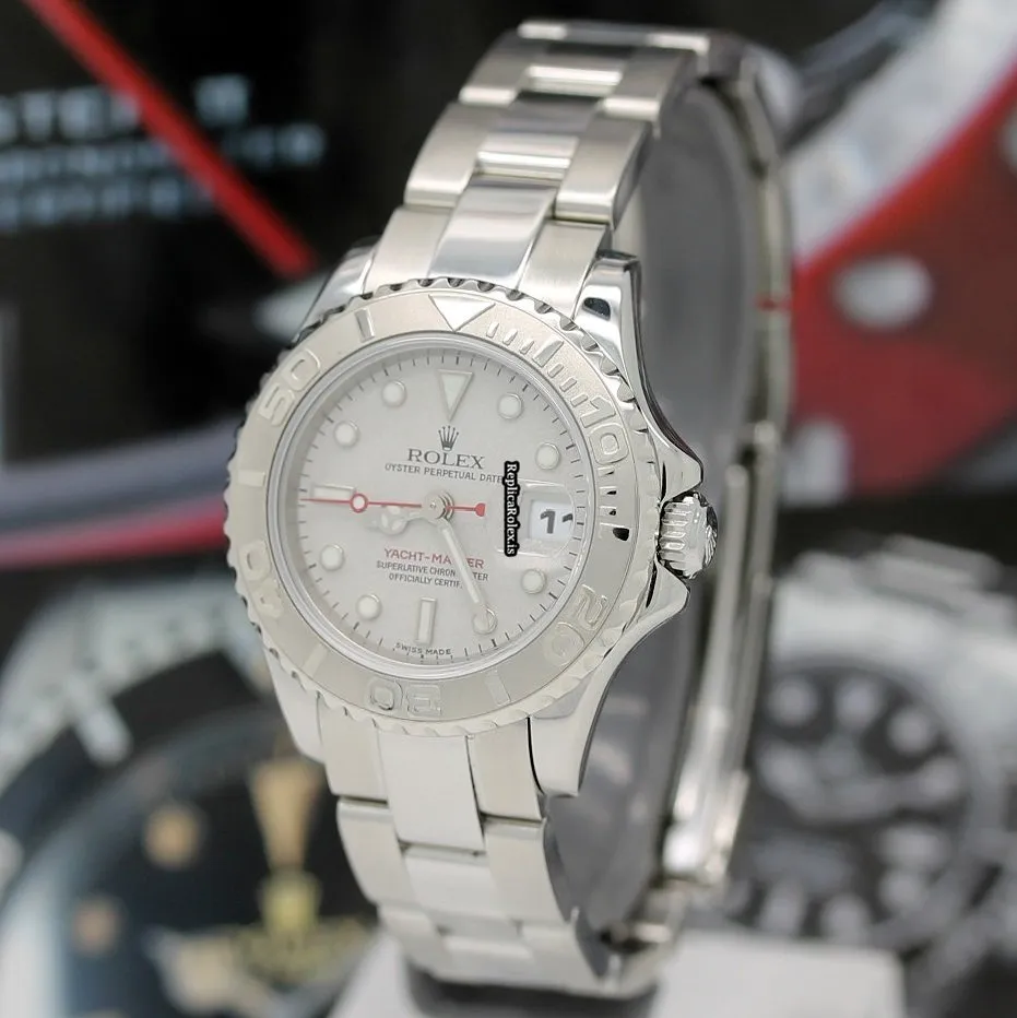 Trustworthy Copy Rolex Yacht-master 169622 Caliber 2235 Automatic Movement 29mm Steel Case Womens Watch - Image 8