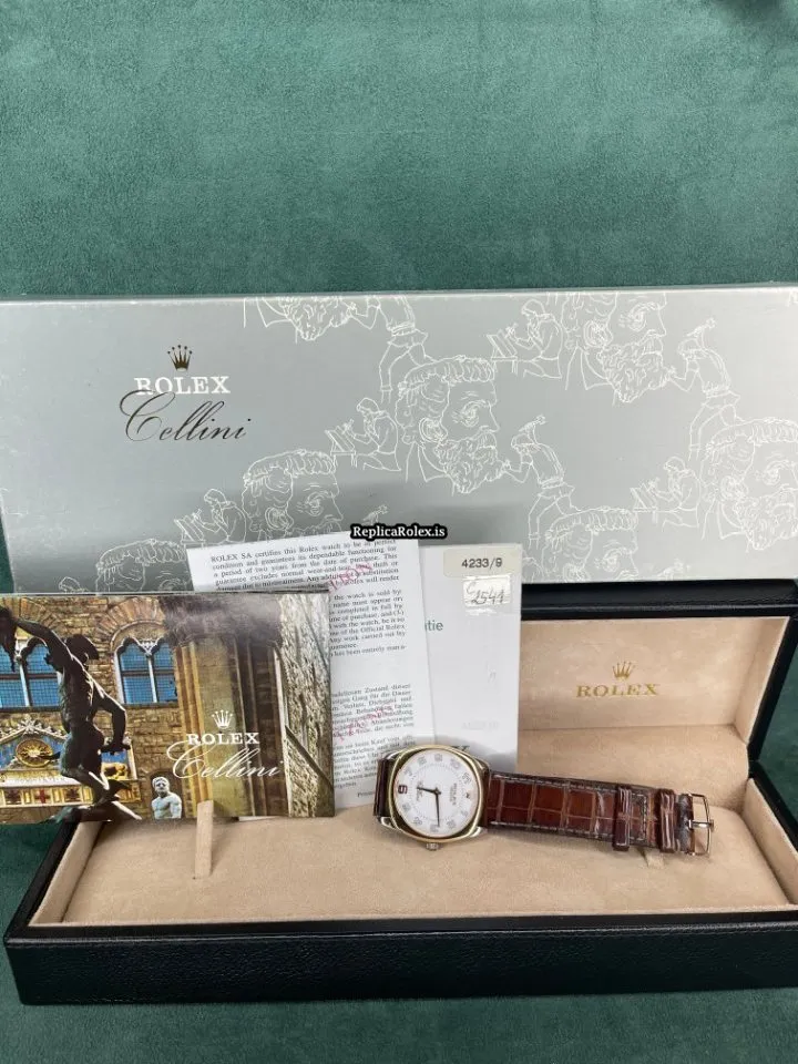 Lovely Fake Rolex Cellini Danaos 4233 Caliber 1602 Manual Winding Movement White Gold Case Mens/unisex Watch - Image 6