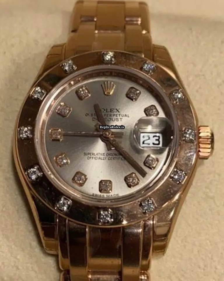 Offering Copy Rolex Lady-datejust Pearlmaster 80315 Caliber 2235 Automatic Movement 29mm Rose Gold Case Womens Watch
