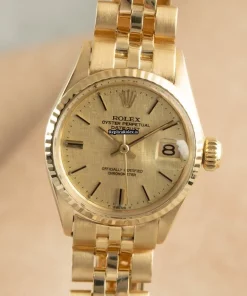 Fabulous Fake Rolex Oyster Perpetual Lady Date 6517 Caliber 1161 Automatic Movement 25mm Yellow Gold Case Womens Watch