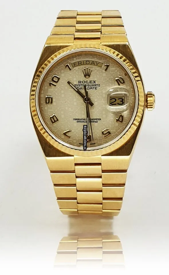 Trustworthy Fake Rolex Day-date Oysterquartz 19018 Caliber 5055 Quartz Movement 36mm Yellow Gold Case Mens/unisex Watch - Image 2