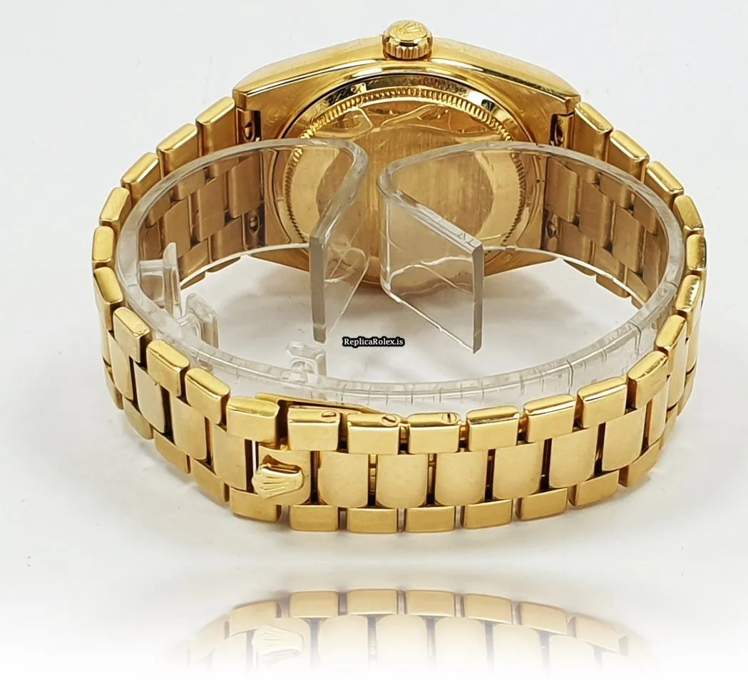 Trustworthy Fake Rolex Day-date Oysterquartz 19018 Caliber 5055 Quartz Movement 36mm Yellow Gold Case Mens/unisex Watch - Image 7