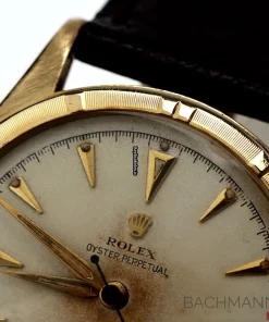 Superior Replica Rolex Bubble Back 6085 Cosc Automatic Movement 34mm Yellow Gold Case Mens/unisex Watch