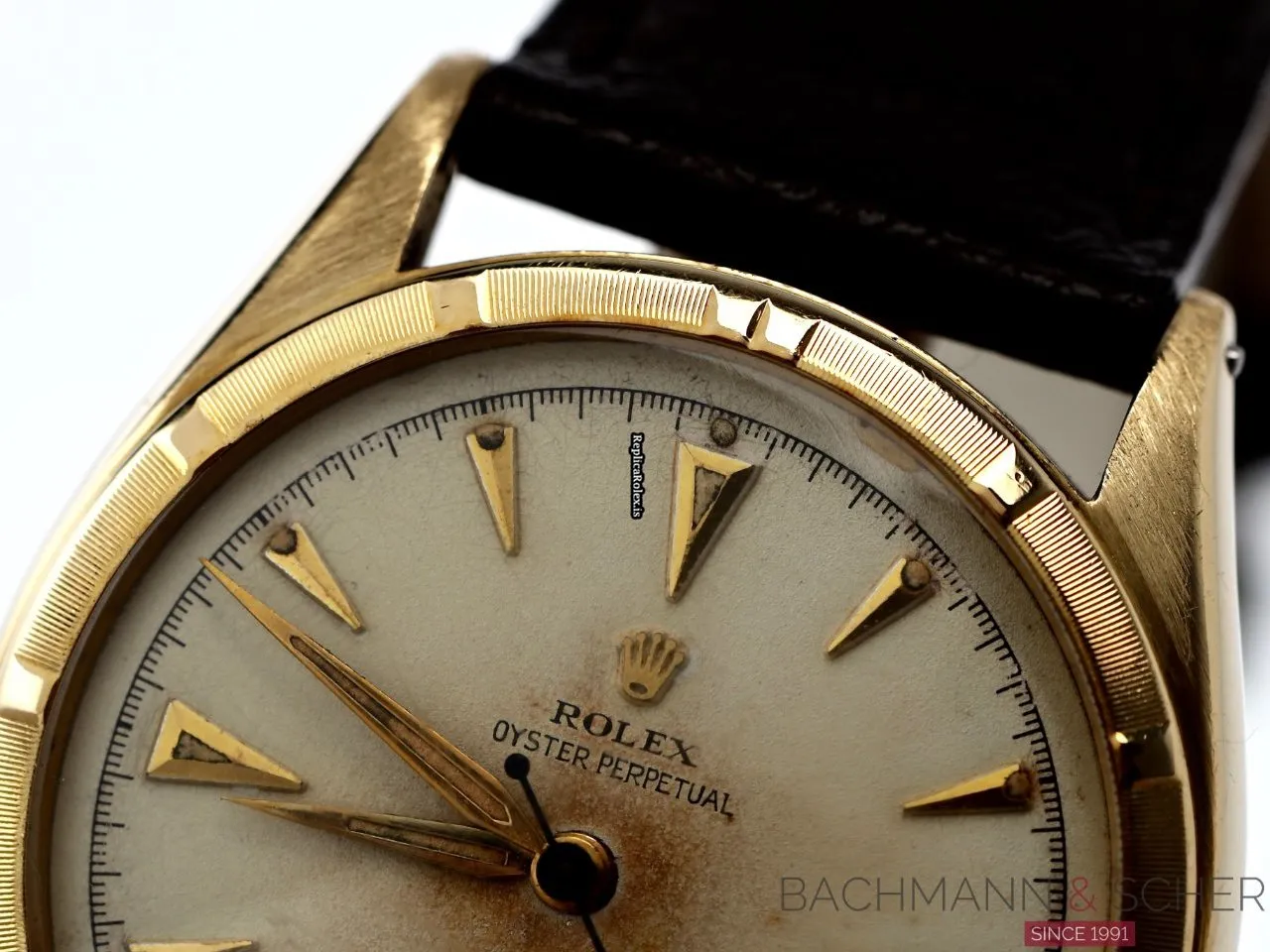 Superior Replica Rolex Bubble Back 6085 Cosc Automatic Movement 34mm Yellow Gold Case Mens/unisex Watch