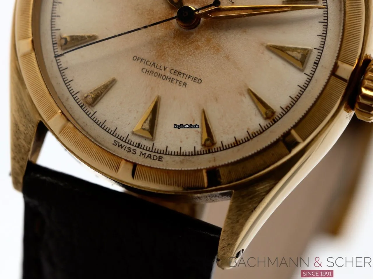 Superior Replica Rolex Bubble Back 6085 Cosc Automatic Movement 34mm Yellow Gold Case Mens/unisex Watch - Image 2