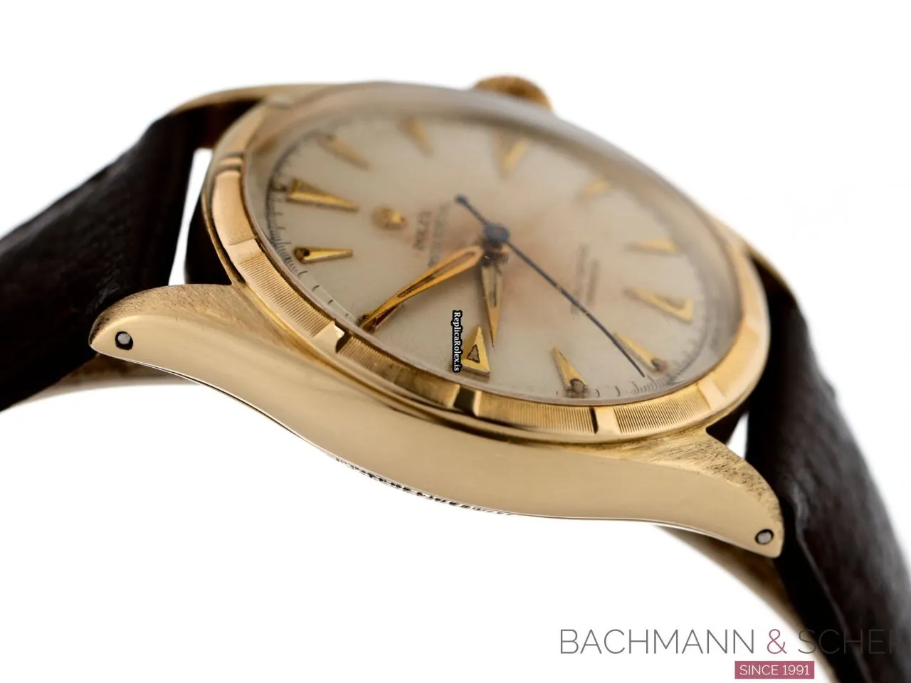 Superior Replica Rolex Bubble Back 6085 Cosc Automatic Movement 34mm Yellow Gold Case Mens/unisex Watch - Image 4