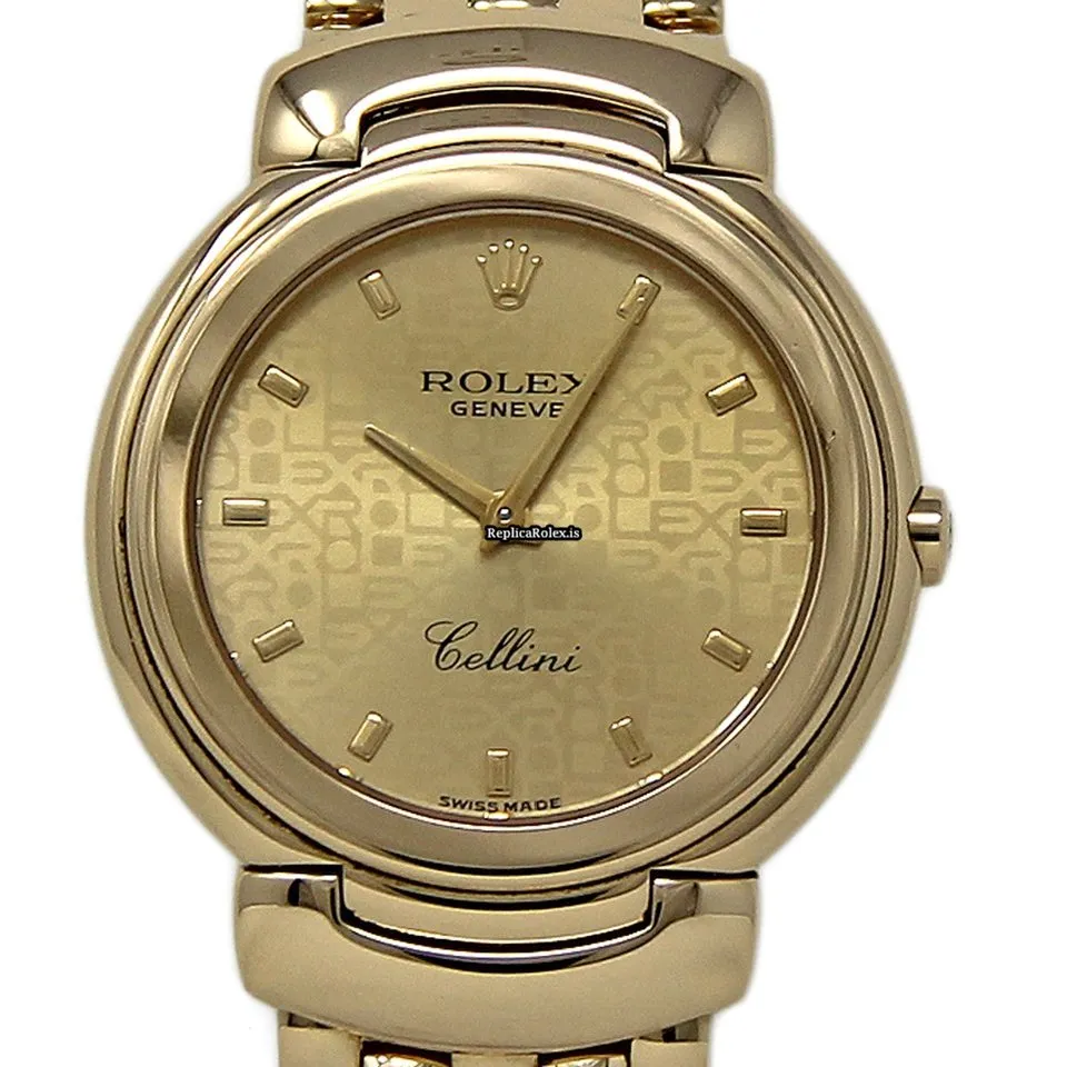 Top Fake Rolex Cellini 6622 Quartz Movement 33mm Yellow Gold Case Womens Watch