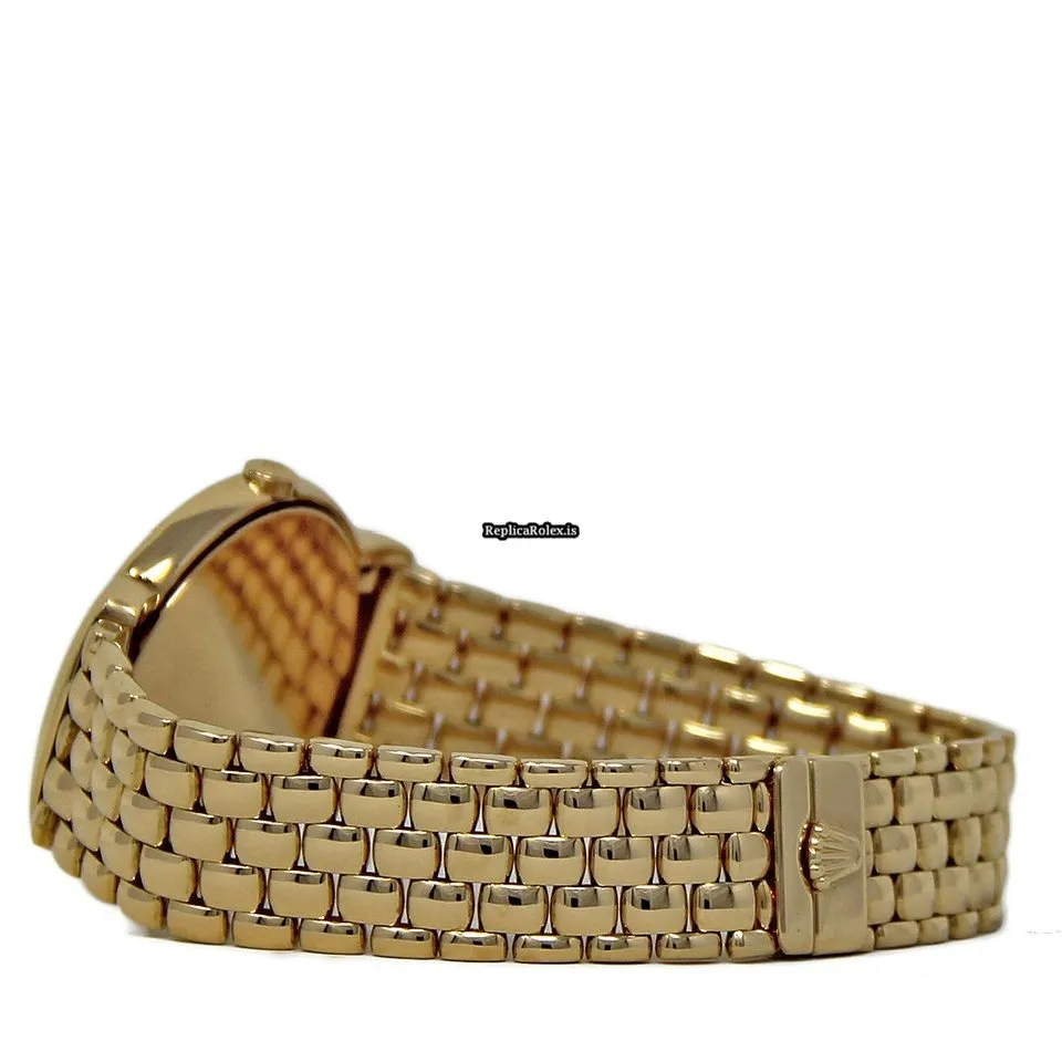 Top Fake Rolex Cellini 6622 Quartz Movement 33mm Yellow Gold Case Womens Watch - Image 3