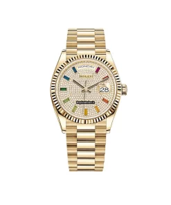 Amazing Replica Rolex Day-date 36 128238rbr Automatic Movement Yellow Gold Case Womens Watch