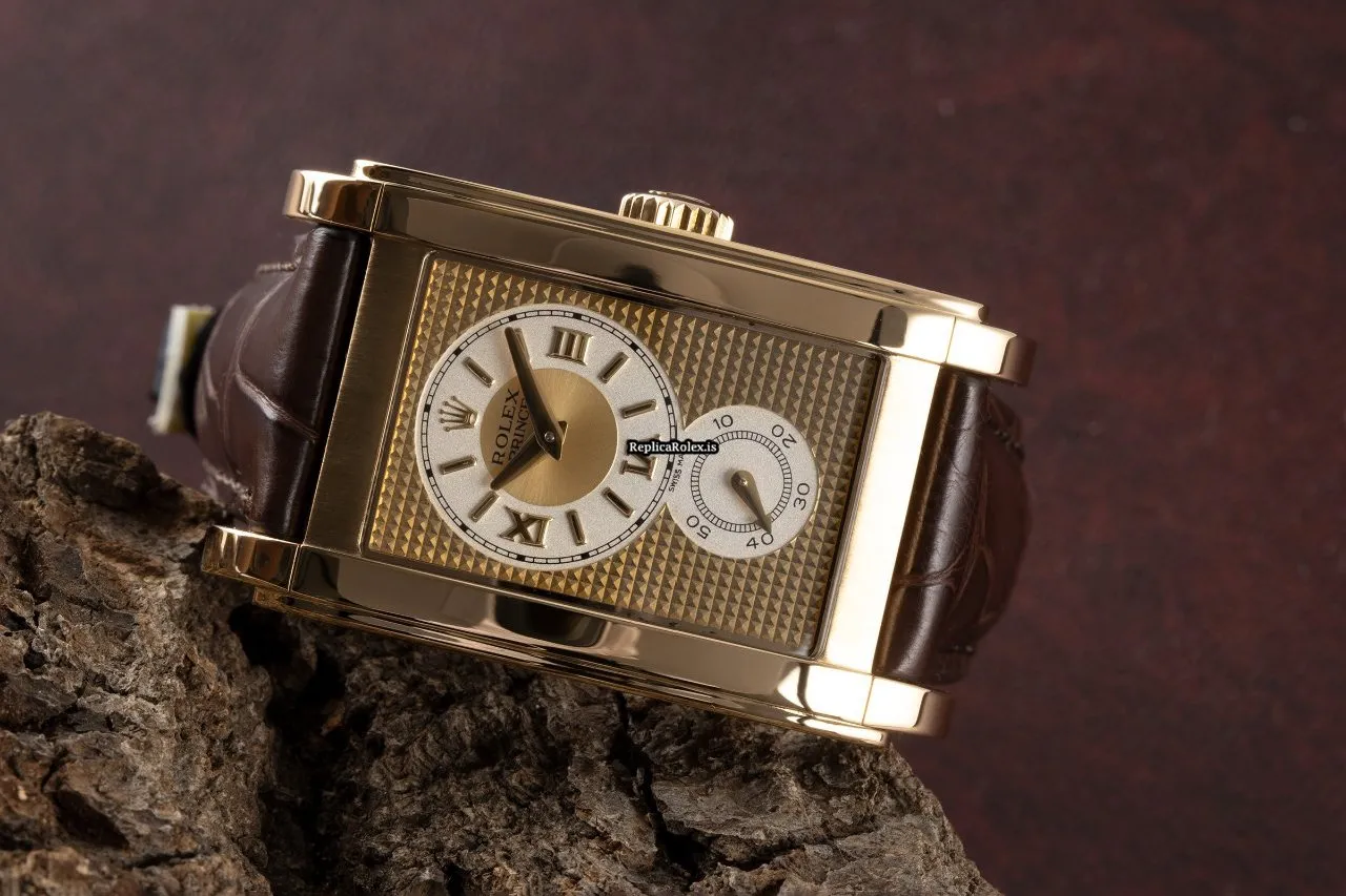 High-end Imitation Rolex Cellini Prince 5440 Manual Winding Movement 35x28mm Yellow Gold Case Mens/unisex Watch - Image 2