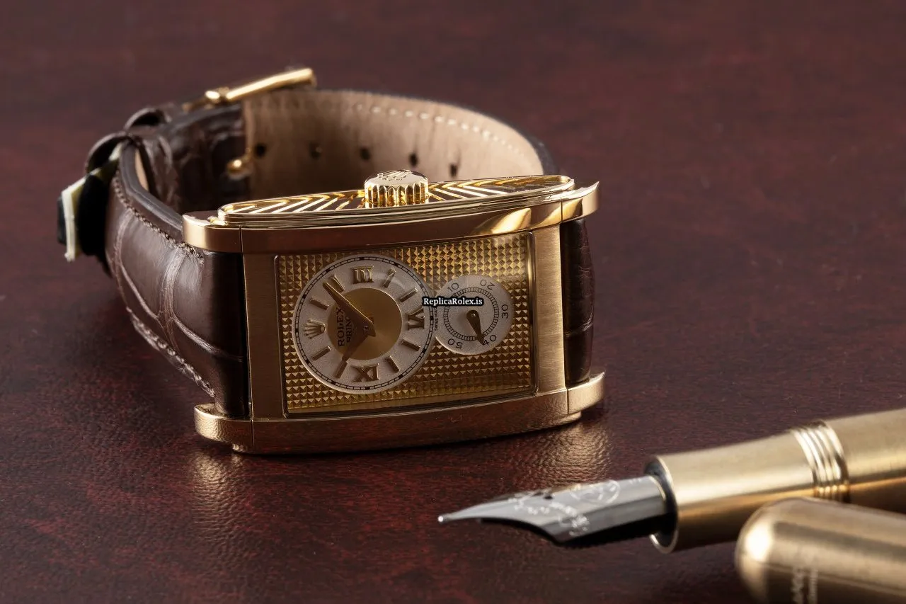 High-end Imitation Rolex Cellini Prince 5440 Manual Winding Movement 35x28mm Yellow Gold Case Mens/unisex Watch - Image 3