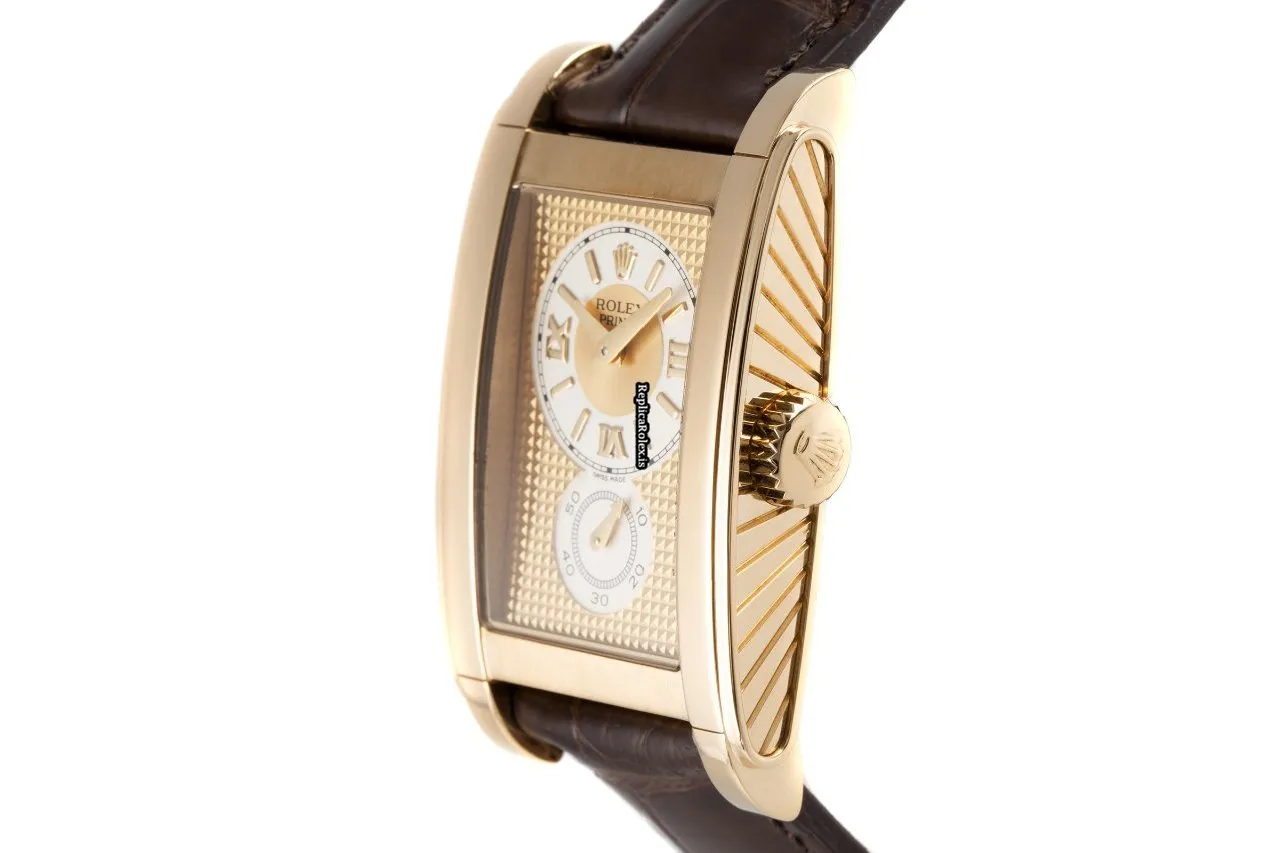 High-end Imitation Rolex Cellini Prince 5440 Manual Winding Movement 35x28mm Yellow Gold Case Mens/unisex Watch - Image 5