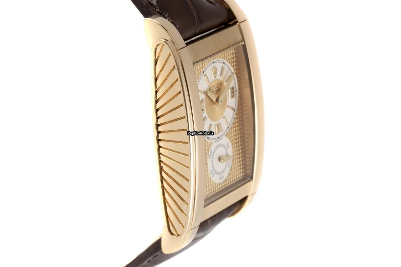 High-end Imitation Rolex Cellini Prince 5440 Manual Winding Movement 35x28mm Yellow Gold Case Mens/unisex Watch - Image 6