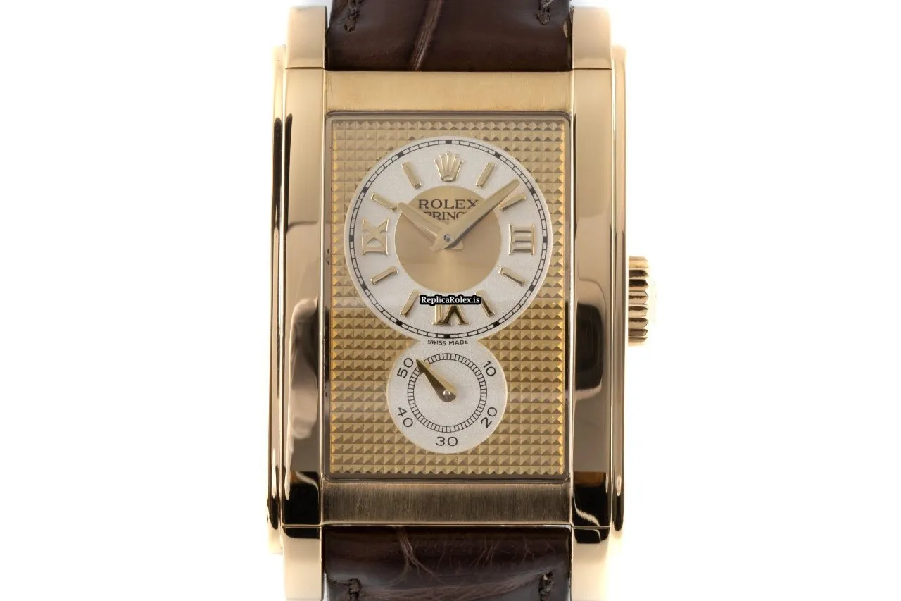 High-end Imitation Rolex Cellini Prince 5440 Manual Winding Movement 35x28mm Yellow Gold Case Mens/unisex Watch - Image 7