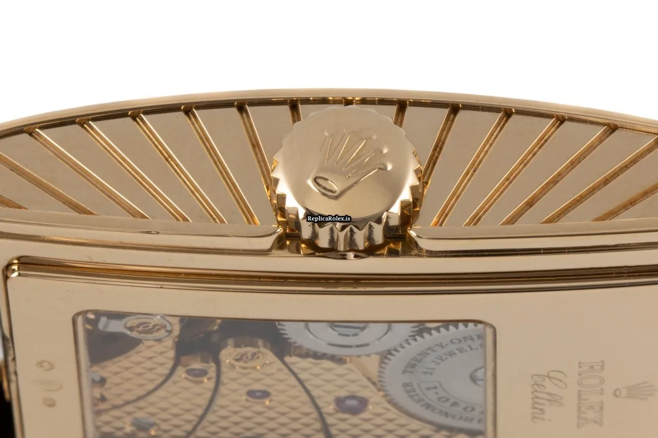 High-end Imitation Rolex Cellini Prince 5440 Manual Winding Movement 35x28mm Yellow Gold Case Mens/unisex Watch - Image 9
