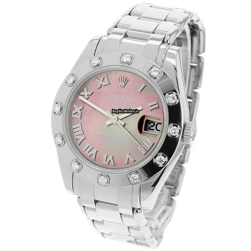 Swiss Replica Rolex Lady-datejust Pearlmaster 81319 Automatic Movement 34mm White Gold Case Womens Watch