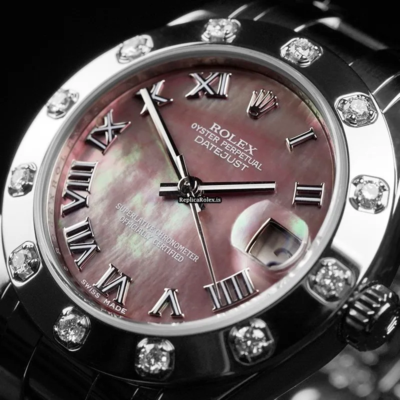 Swiss Replica Rolex Lady-datejust Pearlmaster 81319 Automatic Movement 34mm White Gold Case Womens Watch - Image 12