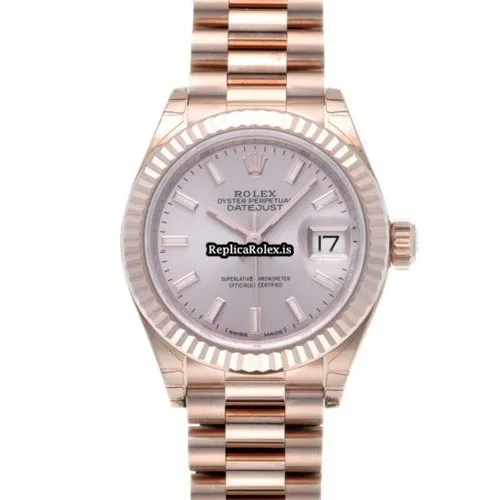 Reliable Fake Rolex Lady-datejust 279175 Caliber 2236 Automatic Movement 28mm Rose Gold Case Womens Watch