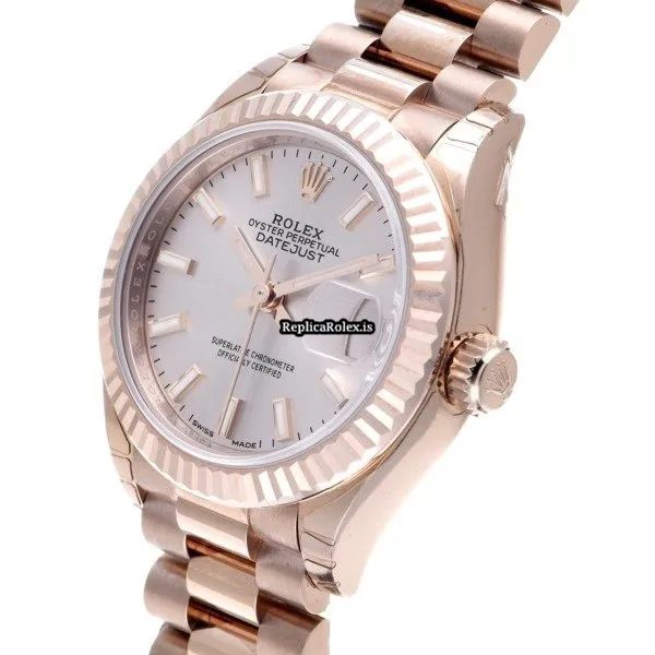 Reliable Fake Rolex Lady-datejust 279175 Caliber 2236 Automatic Movement 28mm Rose Gold Case Womens Watch - Image 2