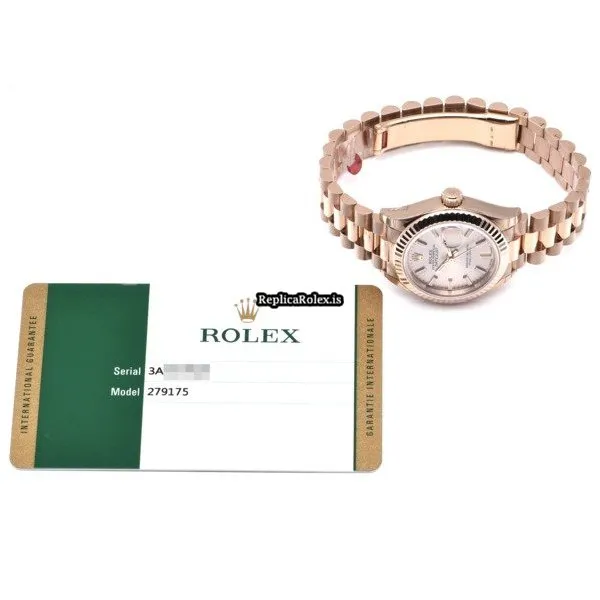 Reliable Fake Rolex Lady-datejust 279175 Caliber 2236 Automatic Movement 28mm Rose Gold Case Womens Watch - Image 5