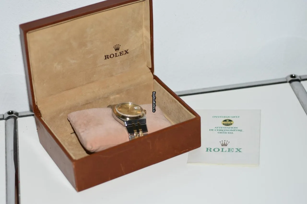 Beautiful Fake Rolex Datejust Oysterquartz 17013 Quartz Movement 36mm Gold/steel Case Mens/unisex Watch - Image 9