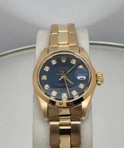 Great Replica Rolex Oyster Perpetual Lady Date 6916 Caliber 2035 Automatic Movement 26mm Yellow Gold Case Womens Watch