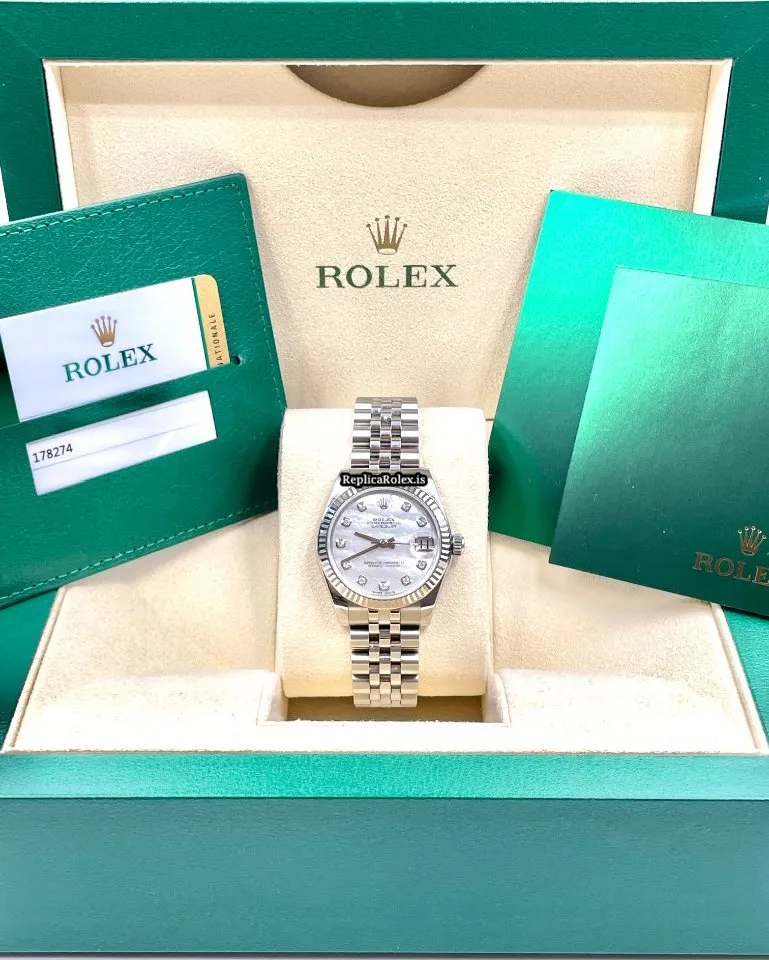 Swiss Fake Rolex Lady-datejust 178274 Caliber 2235 Automatic Movement 31mm Gold/steel Case Womens Watch - Image 9