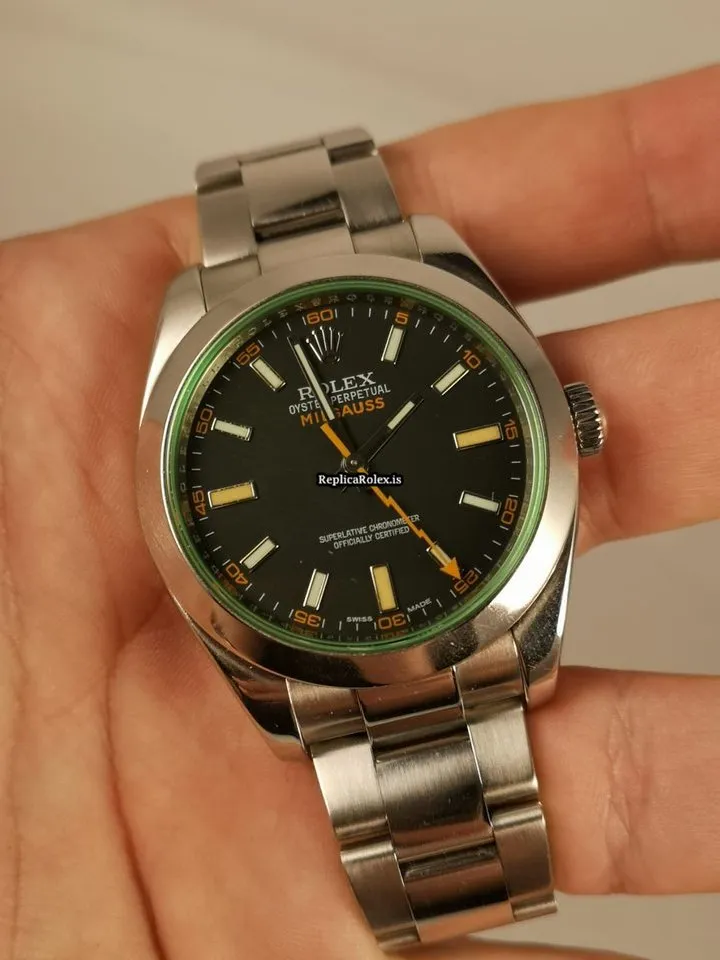 Reliable Fake Rolex Milgauss 116400gv Caliber 3131 Automatic Movement 40mm Steel Case Mens/unisex Watch - Image 7