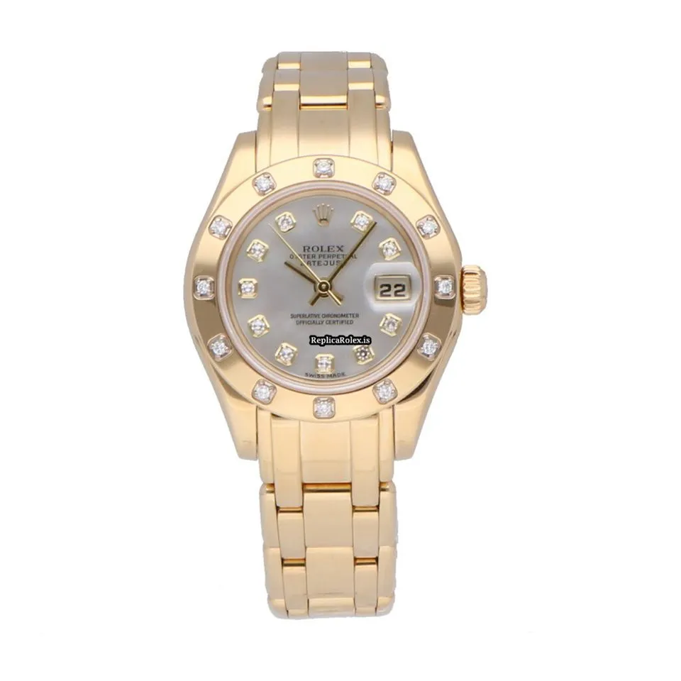 Nice Clone Rolex Lady-datejust Pearlmaster 80318 Automatic Movement 29mm Yellow Gold Case Womens Watch