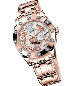Unique Replica Rolex Lady-datejust Pearlmaster 81315 Caliber 2235 Automatic Movement 34mm Rose Gold Case Womens Watch