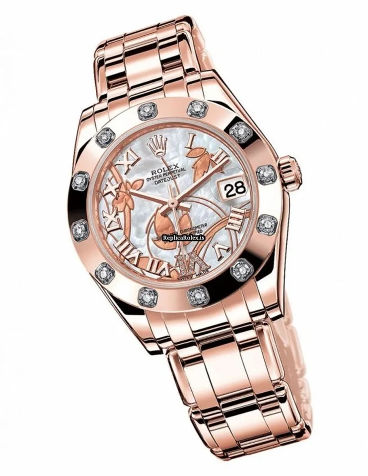 Unique Replica Rolex Lady-datejust Pearlmaster 81315 Caliber 2235 Automatic Movement 34mm Rose Gold Case Womens Watch