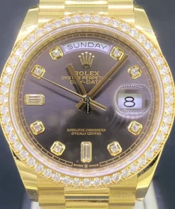 Superb Fake Rolex Day-date 36 128348rbr Caliber 3255 Automatic Movement 36x43mm Yellow Gold Case Mens/unisex Watch