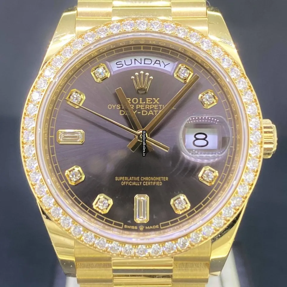 Superb Fake Rolex Day-date 36 128348rbr Caliber 3255 Automatic Movement 36x43mm Yellow Gold Case Mens/unisex Watch
